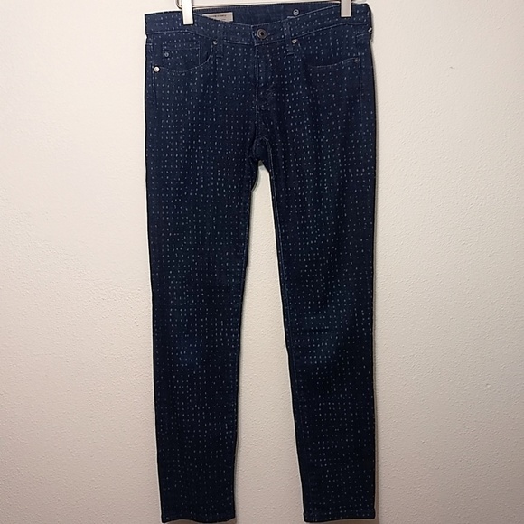 Ag The Stevie Slim Straight Ankle Polka Dot 26 - Picture 1 of 4